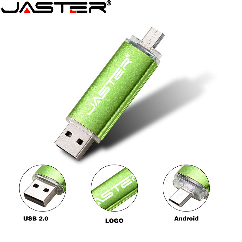 JASTER-Unidad Flash USB 2,0 negra, 64GB, viene con disco OTG U, 3 en 1, 32 GB, 16GB, 4GB, giftstype-c para teléfono/PC