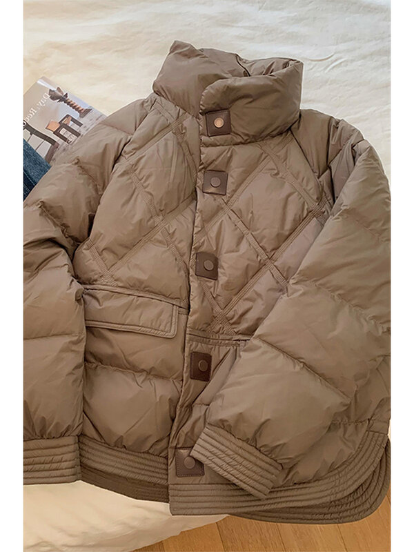 Coreano vintage curto algodão-acolchoado casacos feminino 2022 inverno sólido casual gola jaquetas moda feminina grosso acolchoado roupas