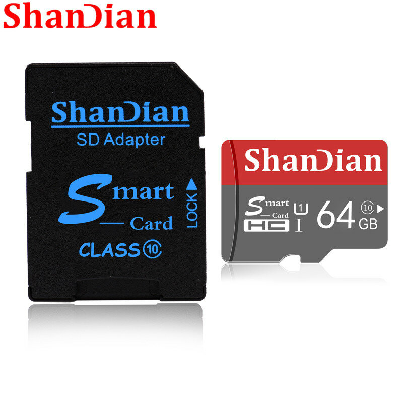 SHANDIAN 10 64GB Classe Original Cartão SD Inteligente Cartão de Memória SD Inteligente 16GB 32GB SDHC SDXC TF Cartão Inteligente para Smartphone Tablet PC