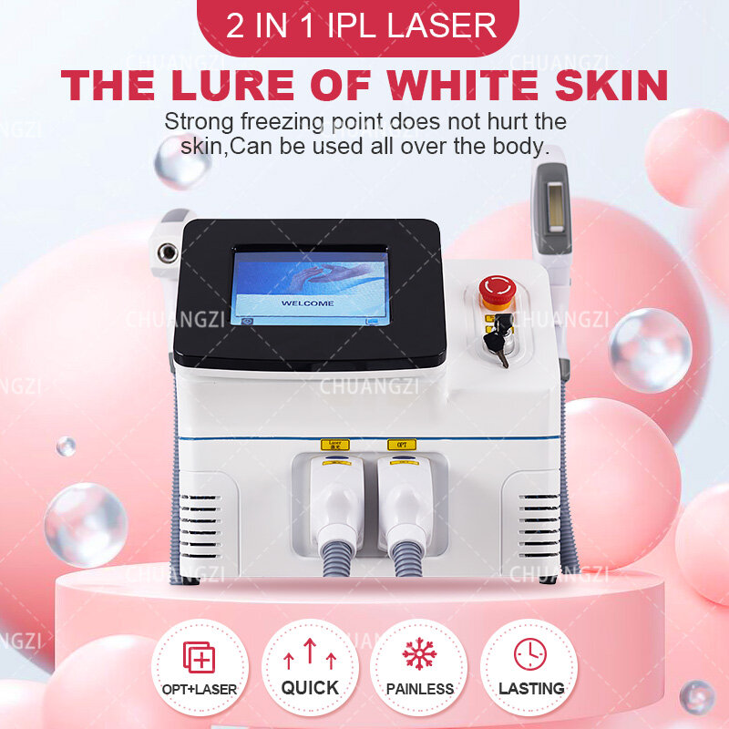 2023 New 2 in 1 Ipl Laser Tattoo Remov Laser Machie Up-To-Date CE Certified OPT ND YAG Laser Hair Remover Machine