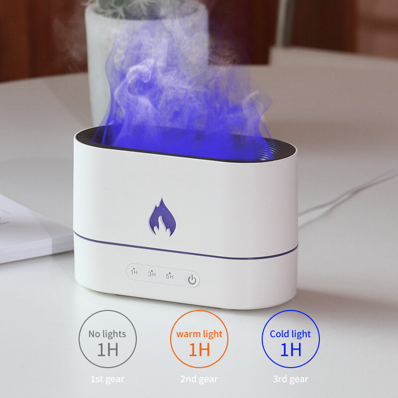 Umidificador de ar portátil desligamento automático com chama realista névoa maker aromaterapia difusor usb para sala de estar em casa spa escritório