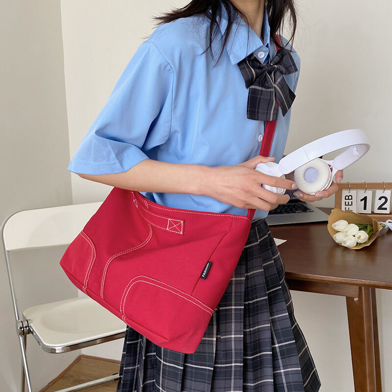 2023 casualowe torby szkolne o dużej pojemności koreańskie płócienna torba na ramię damskie torby Crossbody damskie tornistry