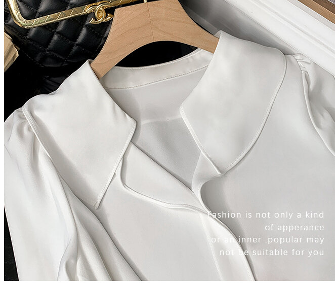 Blusas mujer blusa feminina elegante decote em v 2022 novo plissado camisa de manga longa feminina de manga comprida camisas chiffon 217b