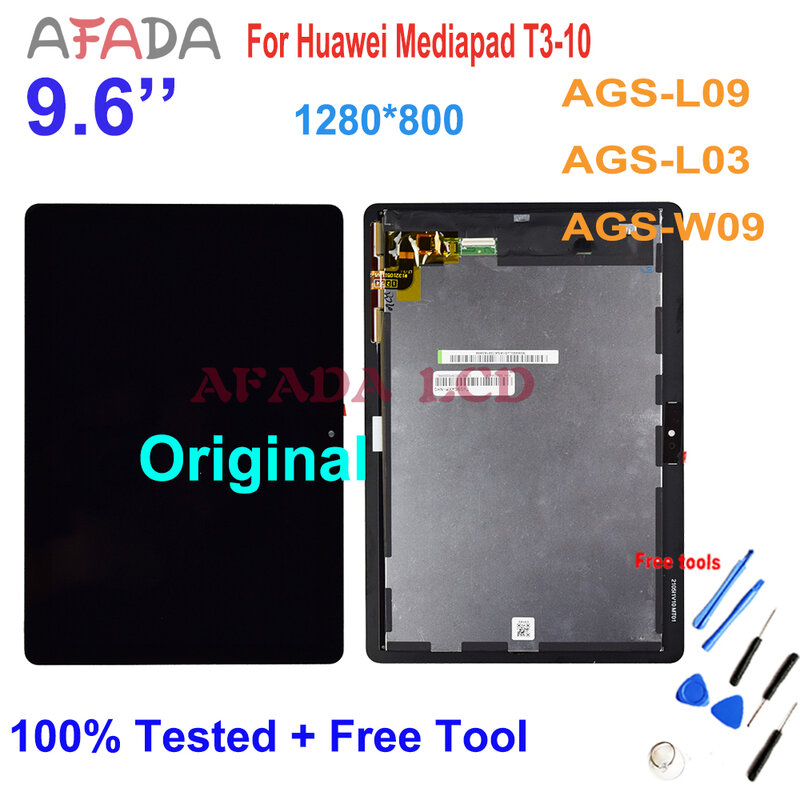 Original 9.6 for medipara huawei mediapad mediapad t3 10 AGS-L03 AGS-L09 AGS-W09 t3 display lcd de toque digitador da tela montagem