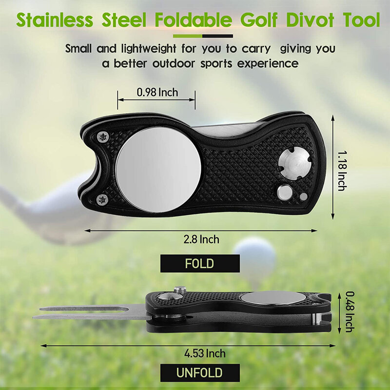 Dobrável golfe pitch fork golfe alta precisão dobrável mini pitch ferramenta de reparo marcador pitch cleaner golf pitchfork golfe acessórios