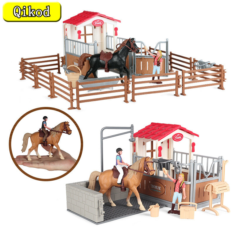 Nuova simulazione cavallo animali fattoria cavaliere cavallo lavaggio scena Action Figure PVC modello emulazionale scuola progetto giocattoli regalo per bambini