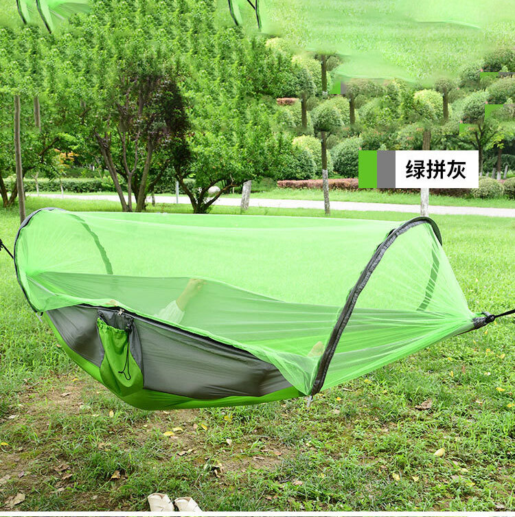 JeneeyOne hamaca portátil para acampar al aire libre con mosquitera, cama colgante de tela de paracaídas de alta resistencia, columpio para dormir de caza