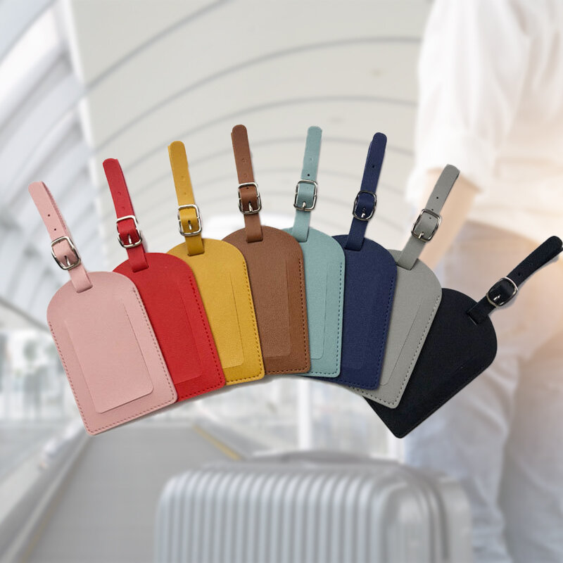 Etiqueta de equipaje de Color, tarjeta de embarque, de cuero PU, ligera y suave, con cordón de alambre, para viaje, 1 piezas
