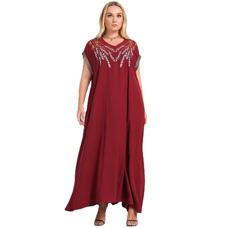Plus rozmiar duża damska moda czeska pszeniczna sukienka trapezowa
