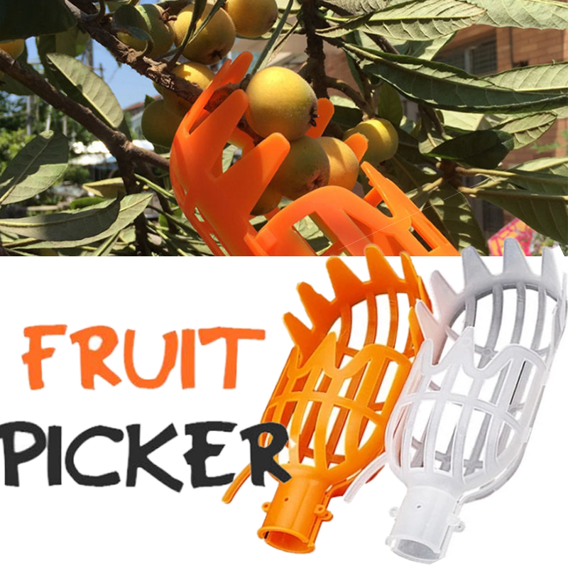 Cesta de jardín con cabezal recolector de frutas, herramienta de recolección de frutas de plástico multicolor, suministros de recolección agrícola de Bayberry y Jujube, 1 unidad