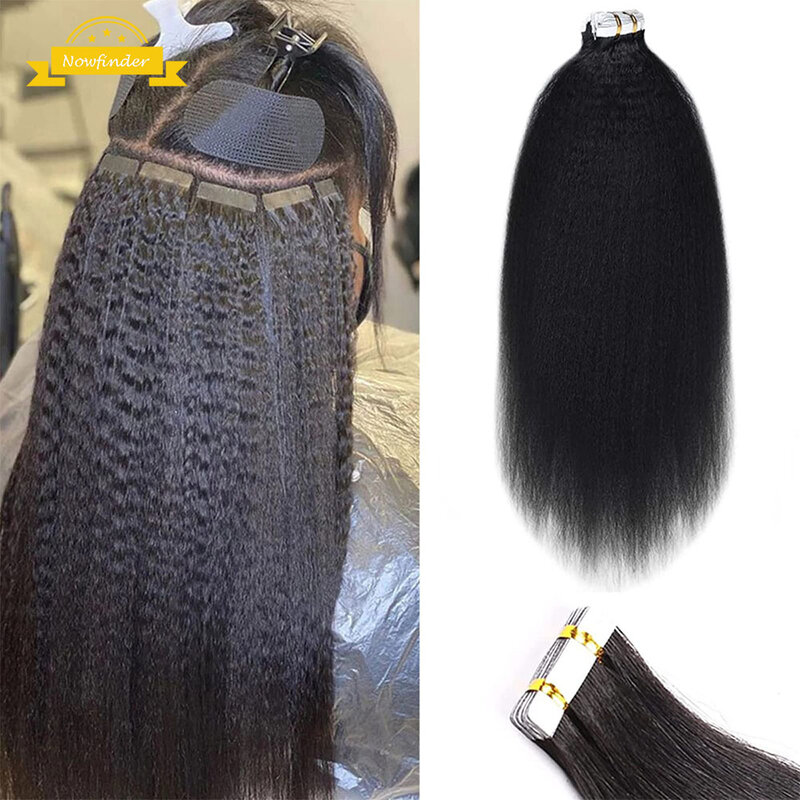 Kinky Straight Tape In Hair Extensions Menselijk Haar Huid Inslag Tape In Extensions Voor Zwarte Vrouwen 80 G/set Per Verpakking lijm In Haar
