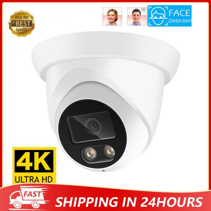 4MP Kamera IP 4K Luar Ruangan Deteksi Wajah Audio Lampu Ganda H.265 Onvif CCTV Metal Dome POE Keamanan Pengawasan RTSP Dropshipping