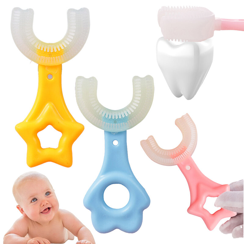 Baby Zahnbürste Kind 360 ° U-förmigen Zahnbürste Kinder Zahn Sauber Kinder Weiche Silikon Mund Pinsel Kinder Zähne Reiniger 2-12T