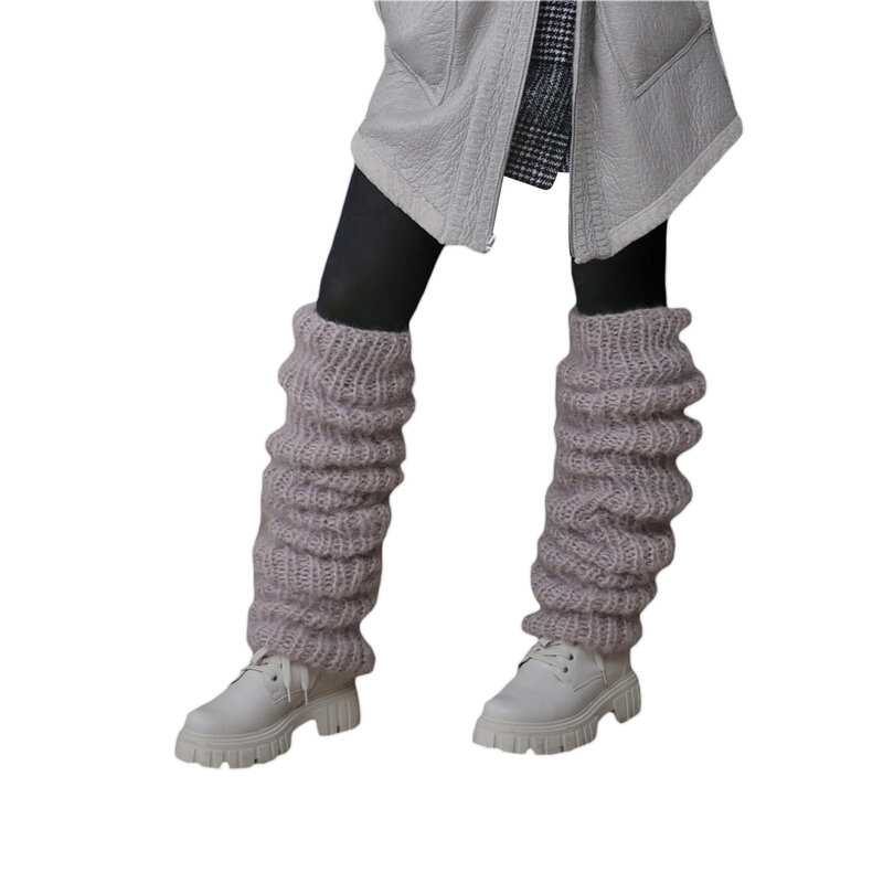 Women Knit Leg Warmers Solid Color Winter Knitted Leg Warmers