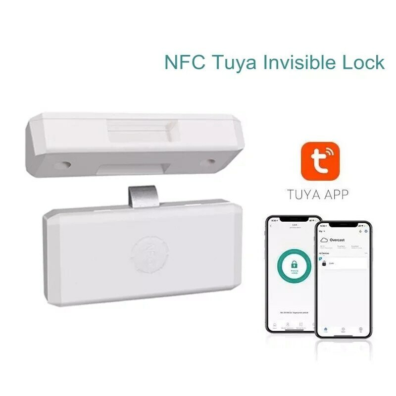Tuya APP Smart Bluetooth Drawer NFC Sensor Lock Keyless Invisible No Hole File Cabinet Lock Wardrobe Locks Drawer Switch
