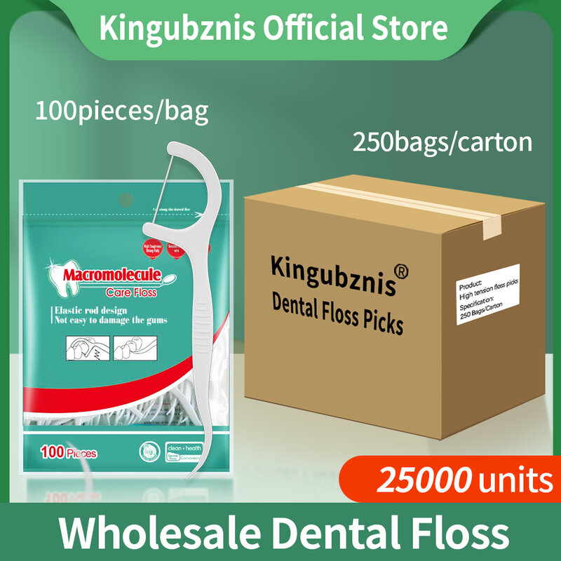 Kingubznis 25000 unidades de fio dental ex-preço de fábrica palitos de dentes por atacado com rosca limpa entre os dentes odm personalização