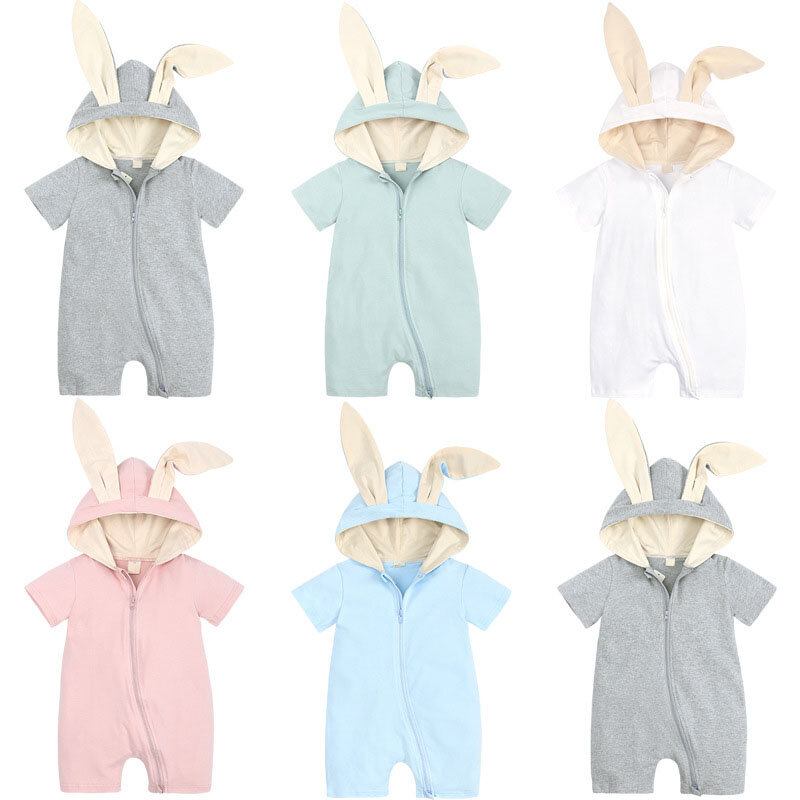 0-2t dos desenhos animados bonito meninas macacão roupas ropa bebe primavera coelho orelha roupa do bebê recém-nascido menino macacão pijamas conjuntos de roupas do bebê