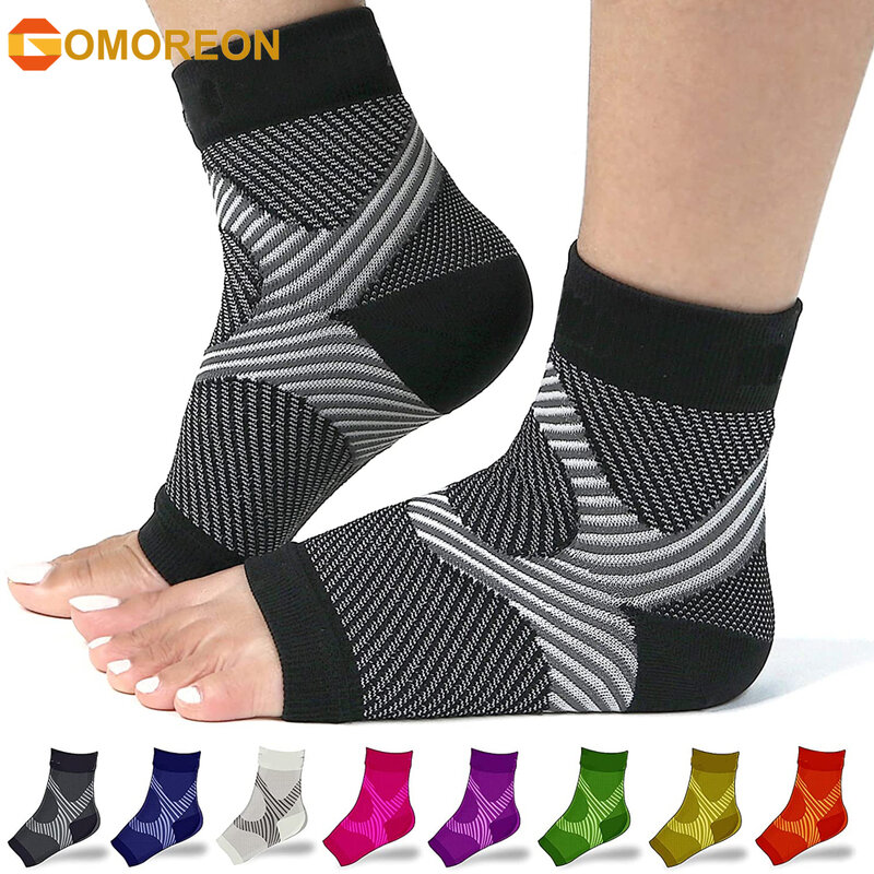 Gomoreon 1 par fasciite plantar manga pé suspensórios para dor de pé arco meias de apoio para homens mulheres meias de compressão