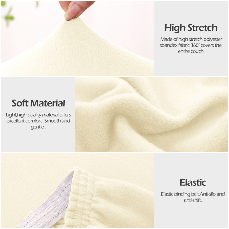 Housse de protection élastique pour coussin de canapé, en tissu velours, couleur unie, pour salon