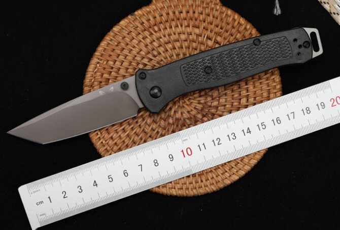 Cuchillo plegable táctico D2 Blade Benchmade 537, mango de fibra de vidrio y nailon, para acampar al aire libre, Knives-BY76 militar de bolsillo de defensa personal
