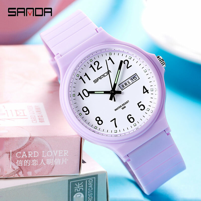 Sanda Nieuwe Vrouwen Quartz Horloges Dames Horloge 50M Waterdichte Minimalisme Stijl Multi-color Horloge Datum Klok Reloj De seoras