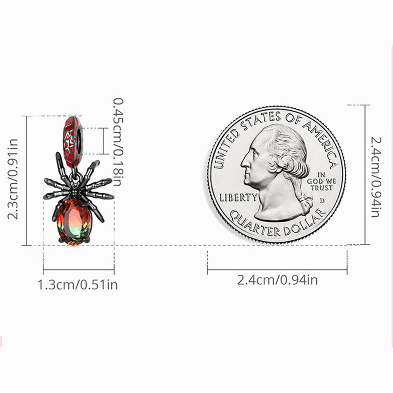 925 Sterling Silver Bracelet Charms Delicate Punk Black Red Spider Pendant Animal Bead Fit Original DIY Woman charms for jewelry