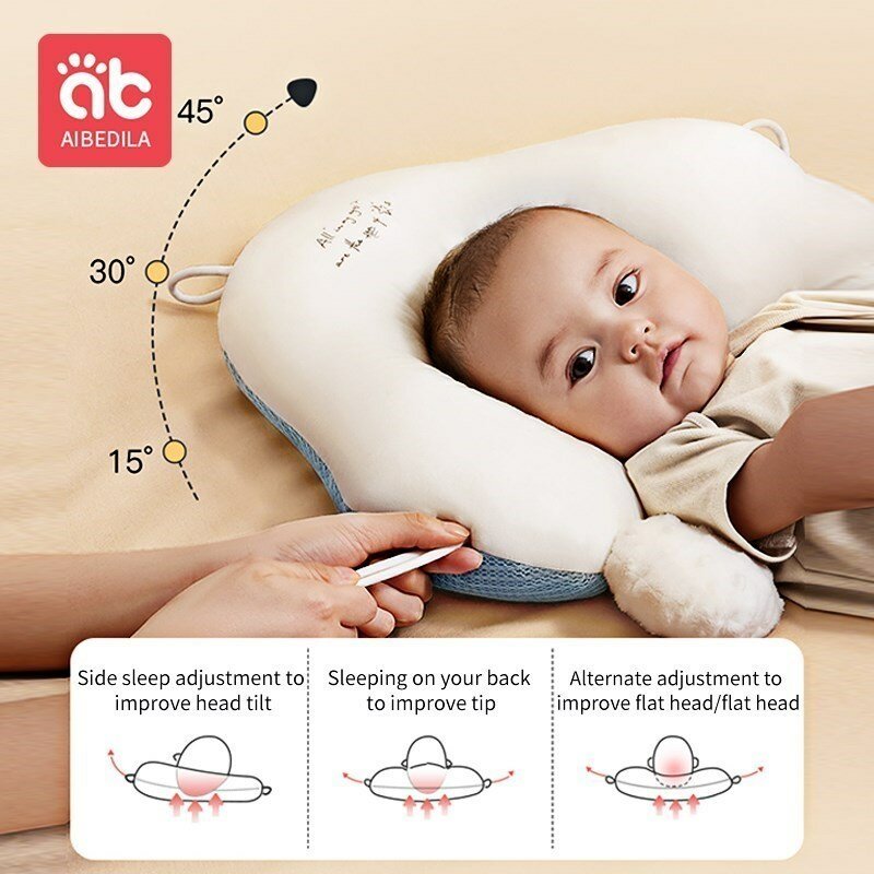 AIBEDILA Pillows for Babies Newborn Infant Newborn Baby Things Layette Baby Anti-roll Pillow Neck Side Sleep Bedding Kids AB7515
