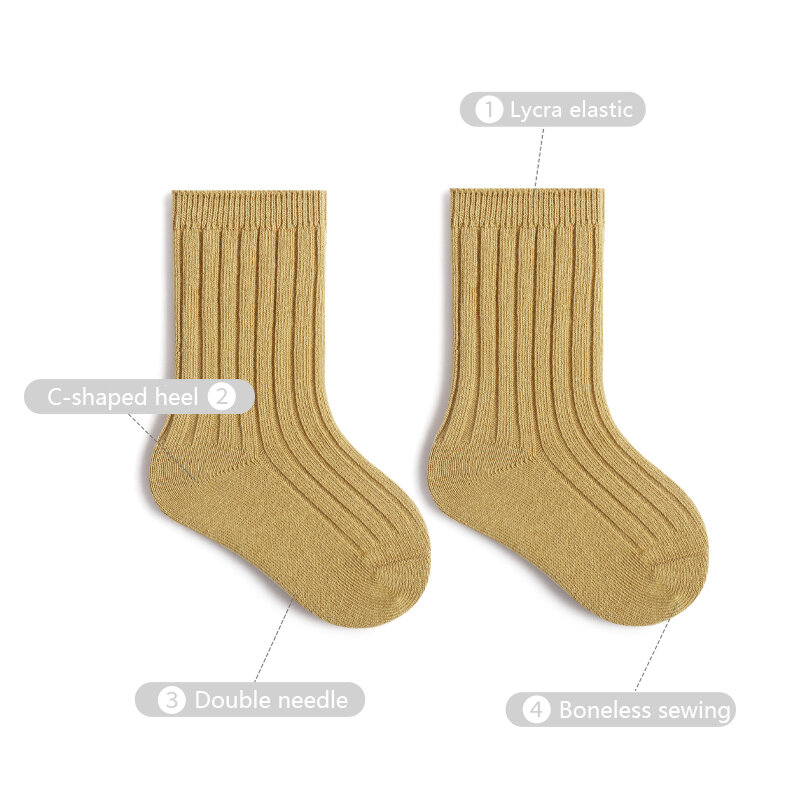 Modamama-Conjunto de 3 piezas para bebé, calcetines de algodón a rayas sólidas para recién nacido, de alta elasticidad para niños