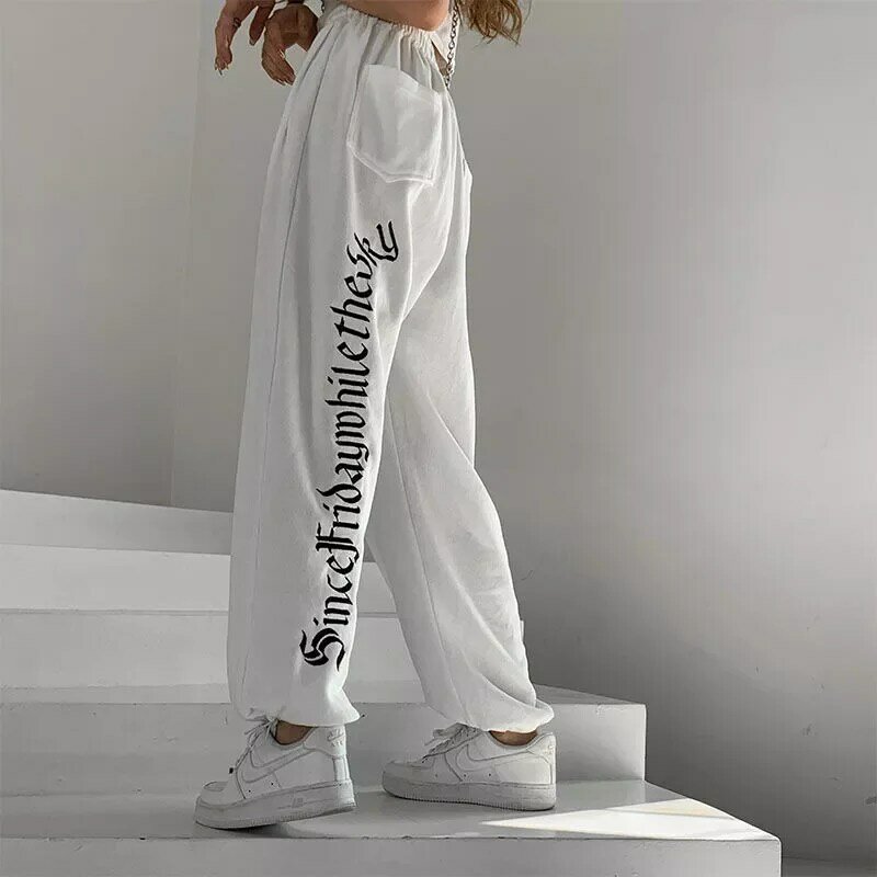 Белые укороченные длинные брюки на шнуровке спортивные брюки женская одежда Y2K в эстетике свободные широкие повседневные брюки дикая парна...