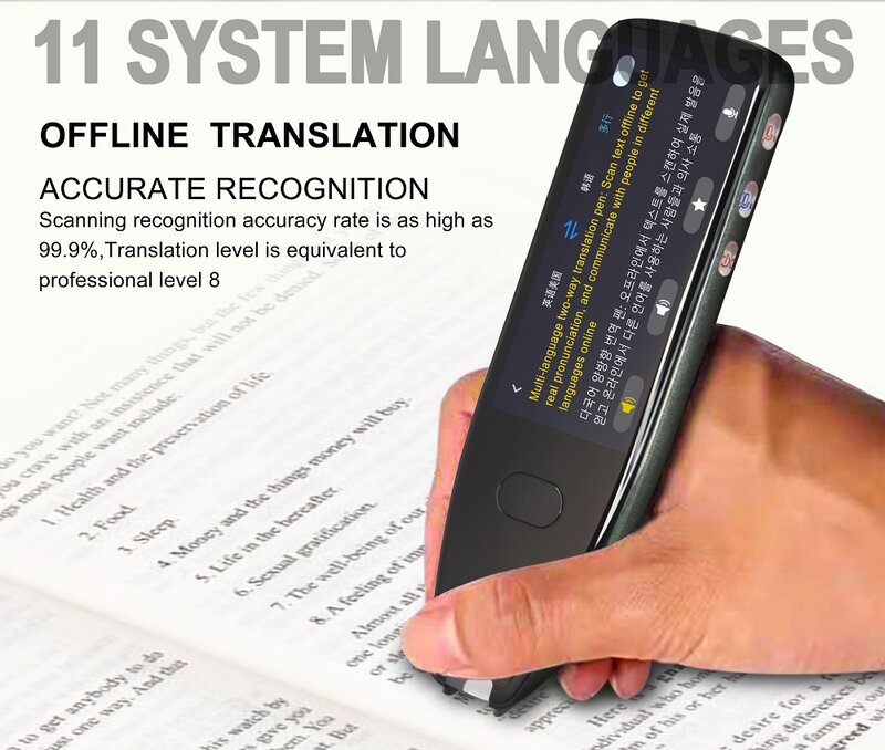스마트 음성 스캔 번역기 펜 다기능 오프라인 번역 실시간 112 언어 번역기 해외 비즈니스 여행