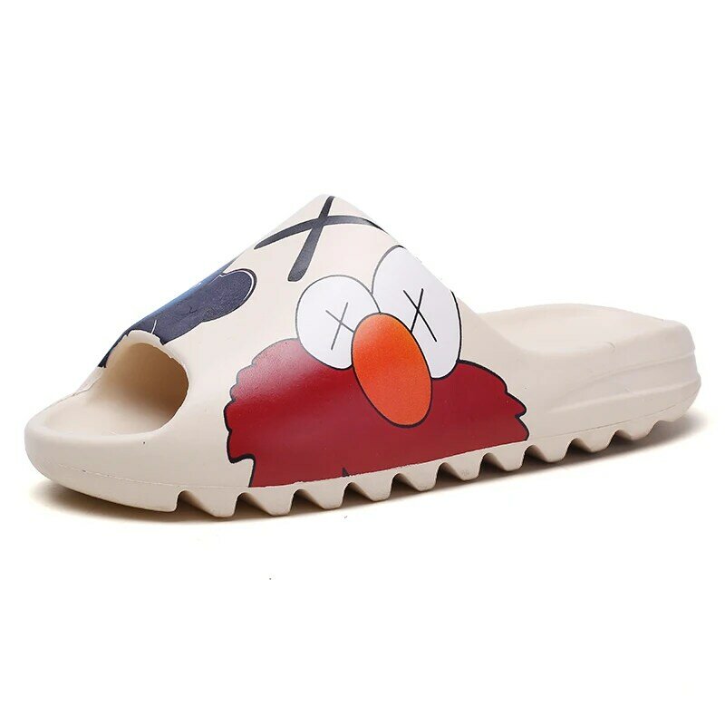 Unisex Elmo Inspired Yeez Slides Slip On Breathable Fish Mouth Summer Sandals Lightweight Graffiti YZY Slippers Plus Size 34-46
