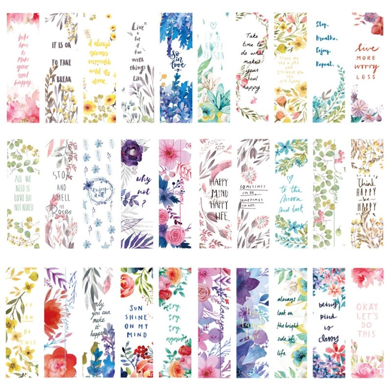Pack of 30 Paper  Blossom Flower  30 Designs for Reading Books