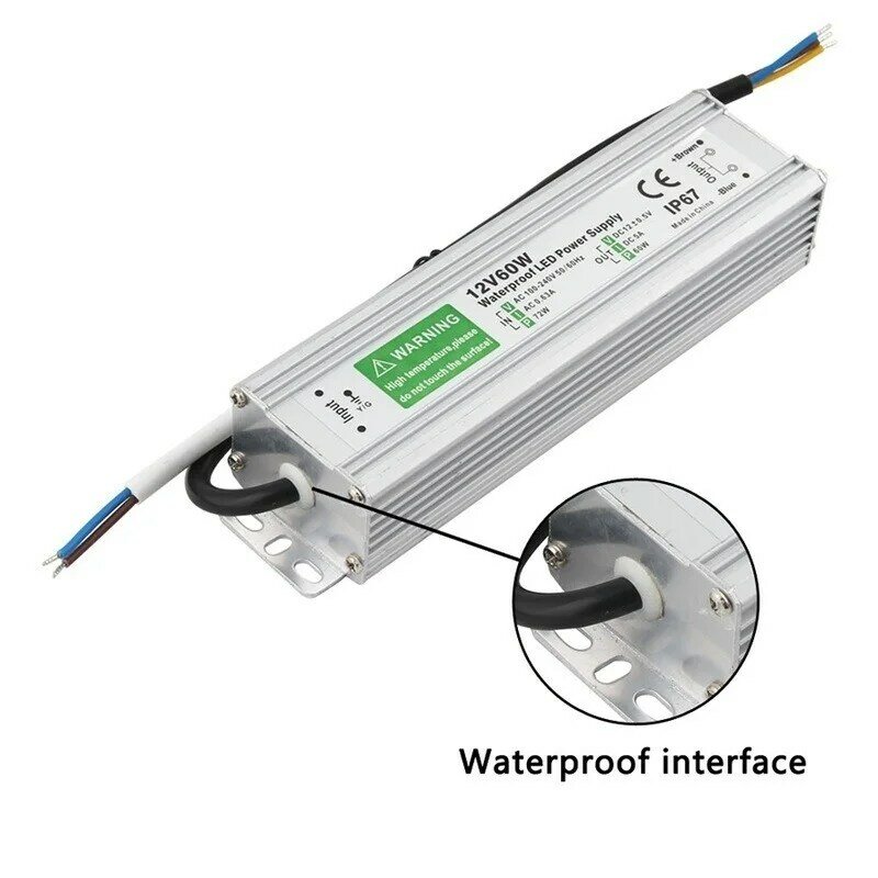 Водонепроницаемый трансформатор освесветильник IP67, 12 В, 24 В постоянного тока, Светодиодный драйвер для светодиодной ленты 5050, 2835, 3528