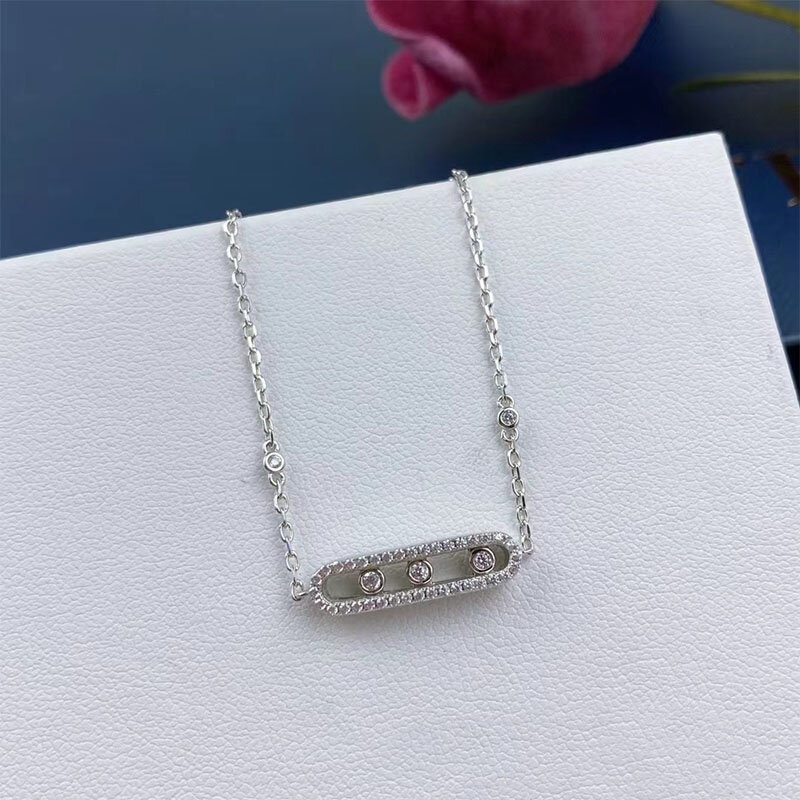 Clássico francês design pulseira s925 prata esterlina um três moving diamonds feminino pulseira de alta qualidade presente série