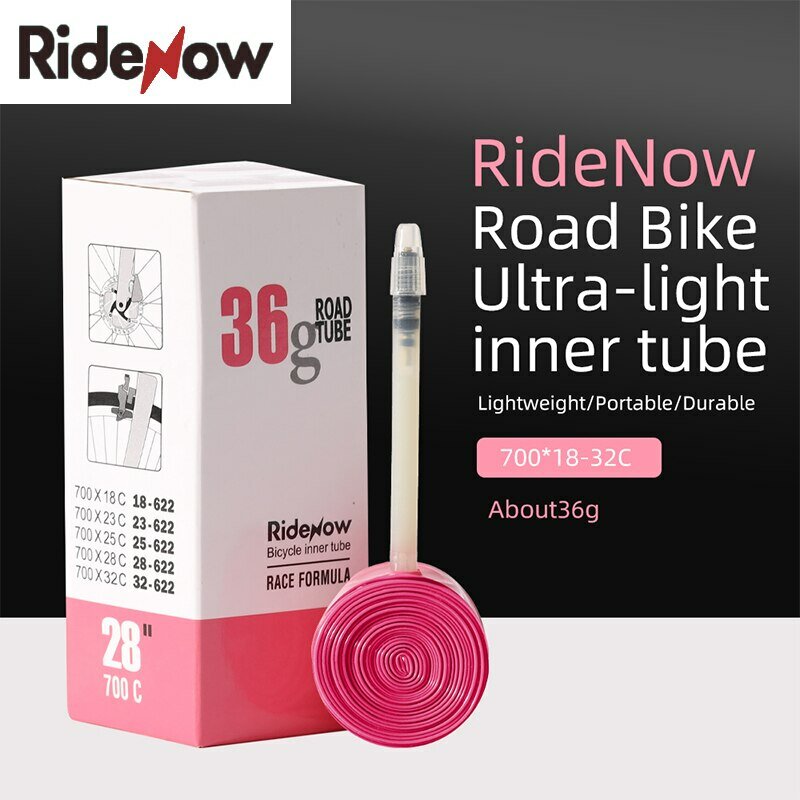 RideNow-tubo interior ultraligero para bicicleta de montaña, neumático de Material TPU, 65mm de longitud, válvula francesa, superligero, 700x18 32
