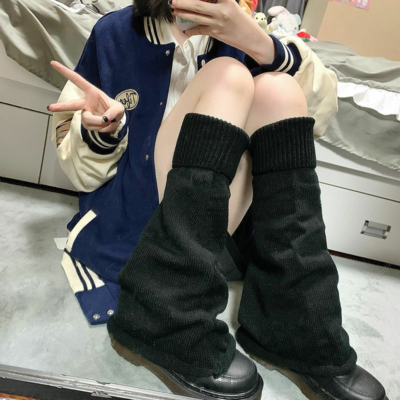 Fashion Winter Y2k Girls Lolita Gothic Leg Warmers Socks Women Autumn Pile Long Socks Solid Color Horn Shape Leg Warm Knit Socks