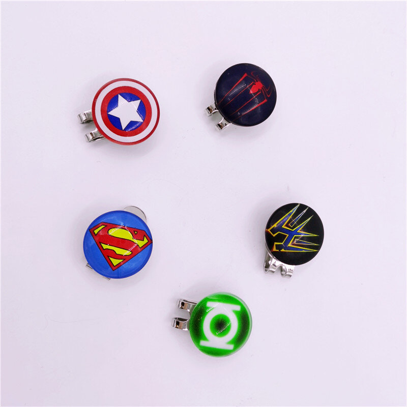 ใหม่แม่เหล็กคลิปหมวกกอล์ฟ Ball Marker Star สีเขียว Super Hero การออกแบบต่างๆ