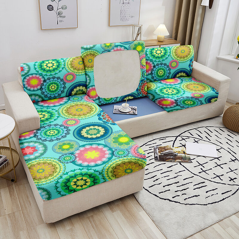 Funda de cojín de Mandala para asiento de sofá, Protector de muebles para mascotas y niños, lavable, extraíble