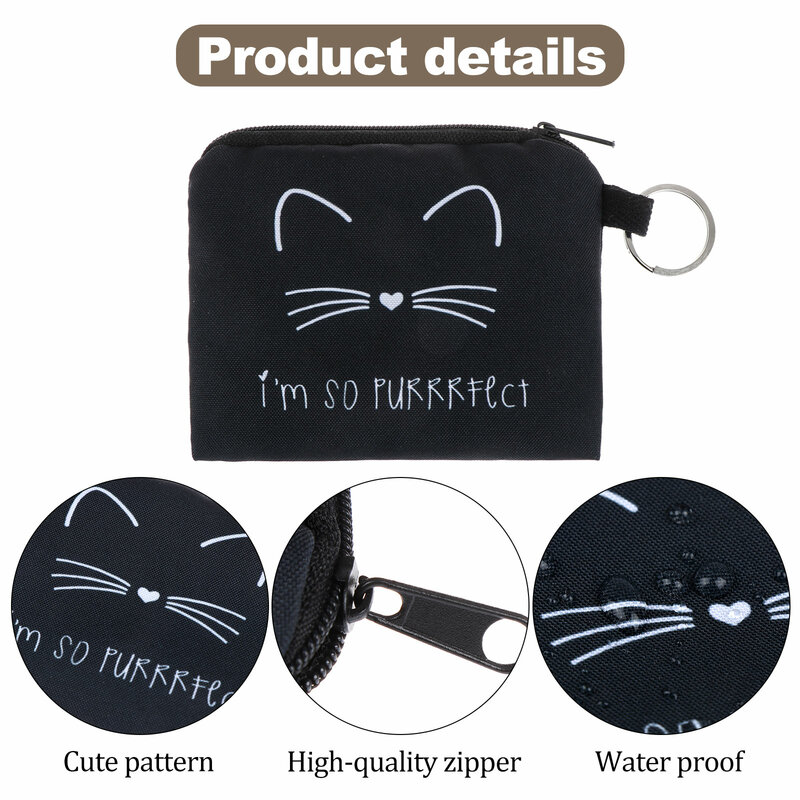 4 قطع صغيرة الفتيات القط محفظة Crossbody حقيبة البسيطة محفظة نسائية للعملات المعدنية القط عقال Keych