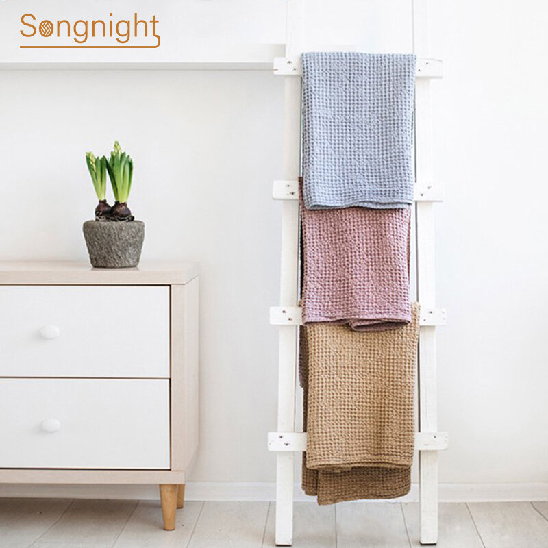 100% baumwolle Waffel Handtuch Decke 90x120cm Multifunktions Abdeckung für Bett Bad Wohnzimmer Feste Farbe Handtuch Komfortable