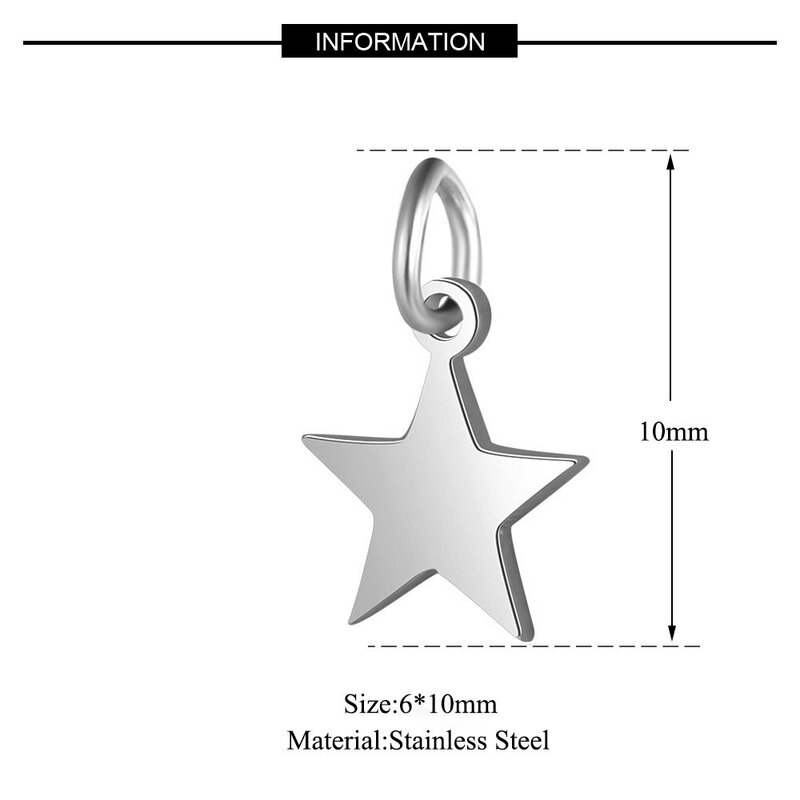 Ciondoli personalizzati per la creazione di gioielli Color oro ciondolo stella in acciaio inossidabile con incisione Logo lettera collana braccialetto orecchino fai da te