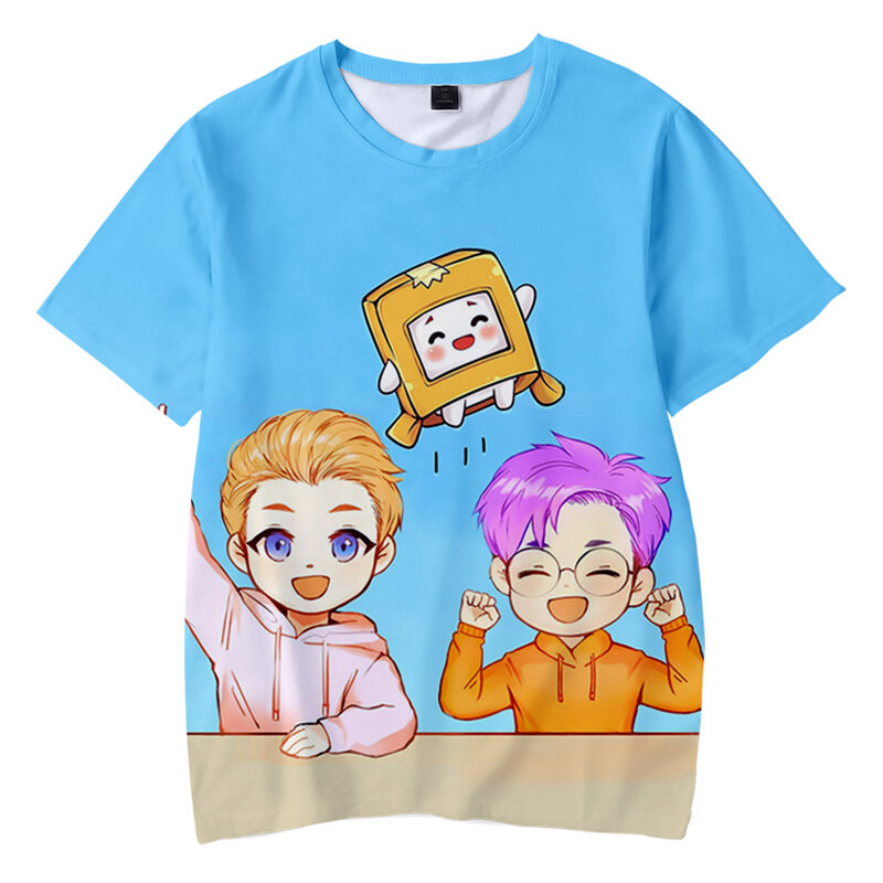 Детские футболки Lankybox с 3D принтом, модная летняя футболка с коротким рукавом для мальчиков и девочек, Лидер продаж, детская повседневная Ули...