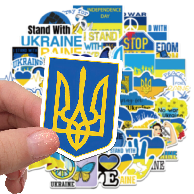 Pegatinas de grafiti para niños, 50 piezas, pegatinas de Ucrania, amor, paz, rezar por Ucrania, teléfono, monopatín, motocicleta, equipaje, juguete