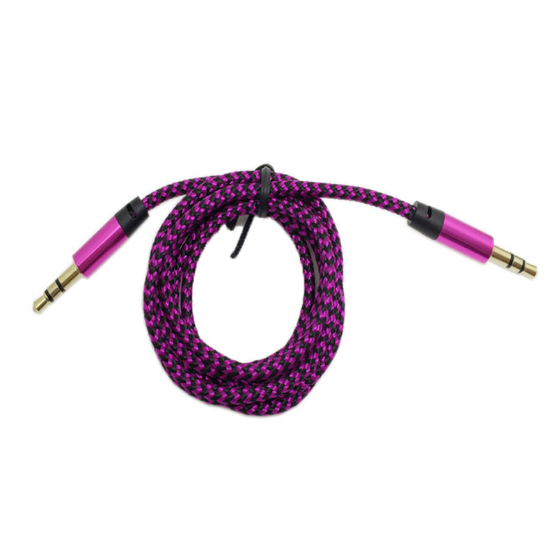 10-100 шт. нейлоновый кабель Aux 3,5 мм штекер-штекер автомобильный аудиокабель позолоченный штекер шнур для телефона
