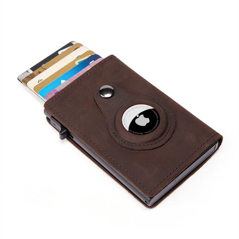 ZOVYVOL – portefeuille mince pour AirTag, en cuir véritable, porte-cartes de crédit, blocage RFID, avec étui intégré, Anti-perte