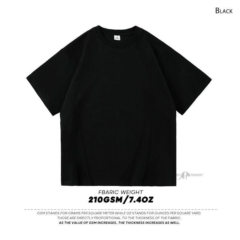 Qualität 7,4 Unzen g/m² Drop-Shoulder-T-Shirt für Männer große Kurzarm Sommer Baumwolle Tops einfarbige lässige männliche T-Shirts