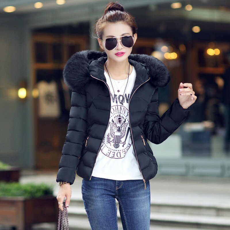 New Autumn Winter Hooded Coat Women Plus Winter Basic Jacket Female Warm Outerwear Short Parka Jaqueta Feminina