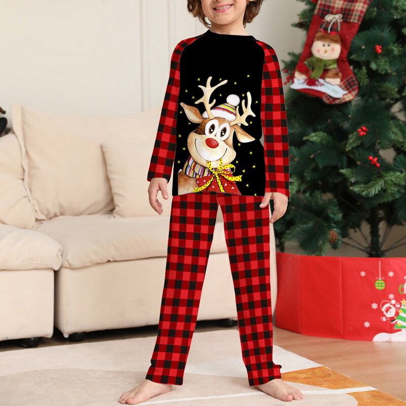 Christmas Family Matching Pajamas Set Plus Size Santa'S Deer Sleepwear Women Men 2022 Xmas Family Look Outfits Pajamas Homewear
