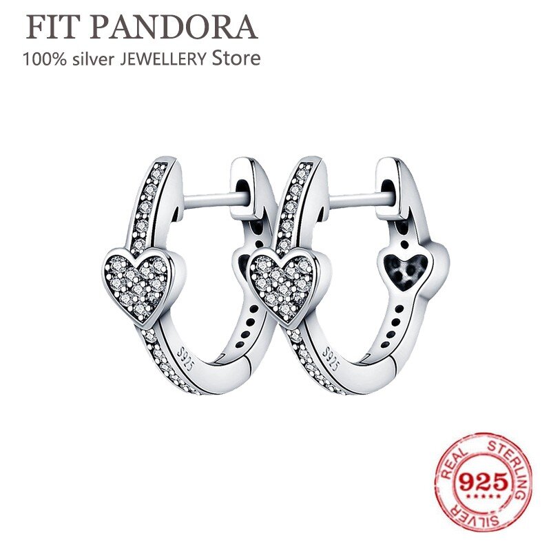 2022 New S925 Silver Color Earrings Flower Daisy Heart Trend Earrings For Women Jewelry Ear Studs Fit Original Pandora Me Charm