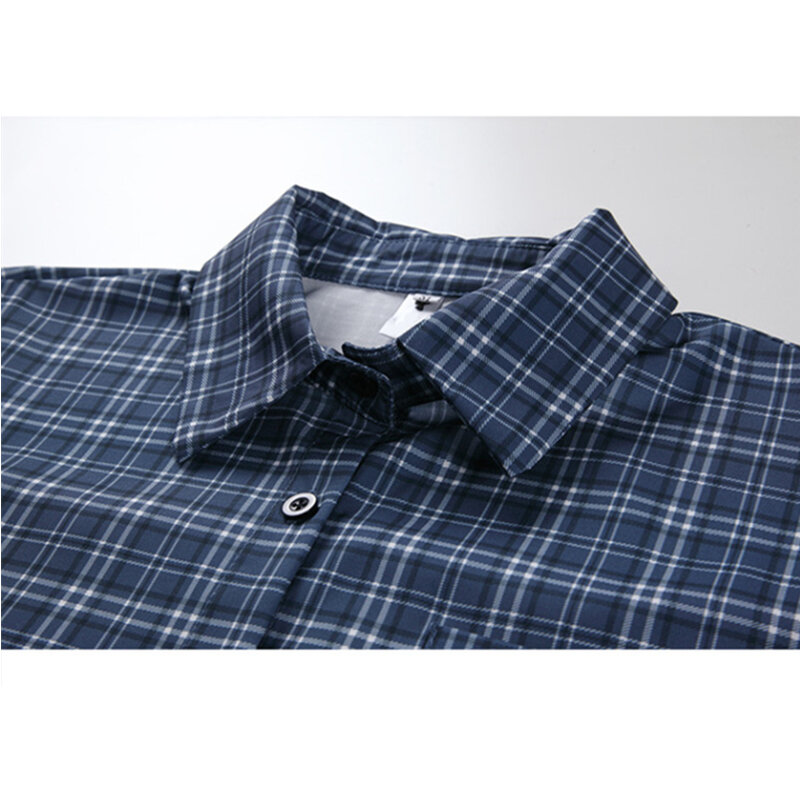 Patchwork koszula w kratę damska Retro obrazkowy drukowany wzór wiosna jesień HK styl z długim rękawem BF luźna ponadgabarytowa neutralna bluzka